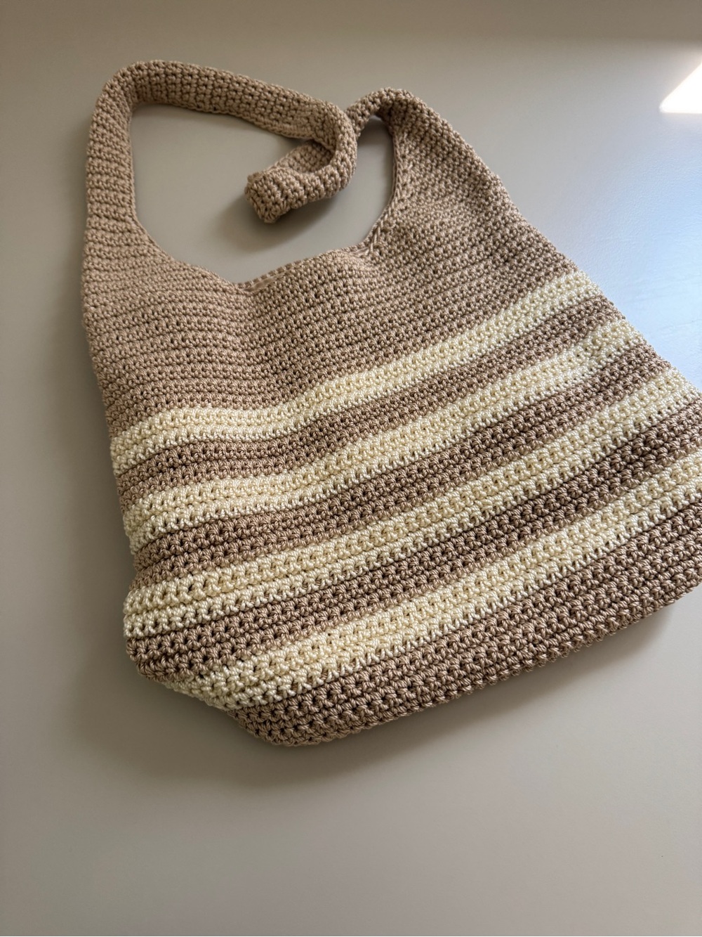 Tommy Bahama Slouchy Crochet Beige and Tan Shoulder Bag - Picture 2 of 5